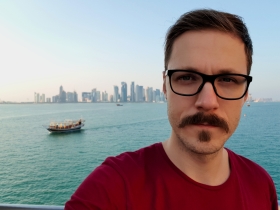 Doha skyline selfie
